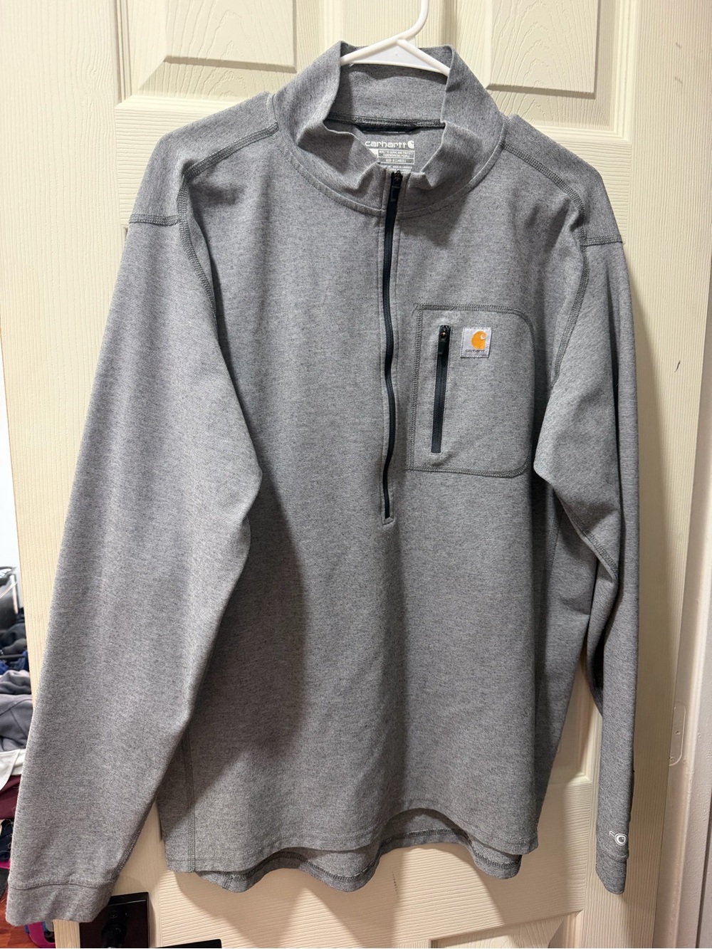 Carhartt Men's Heather Gray Half-Zip Pullover with Chest Pocket